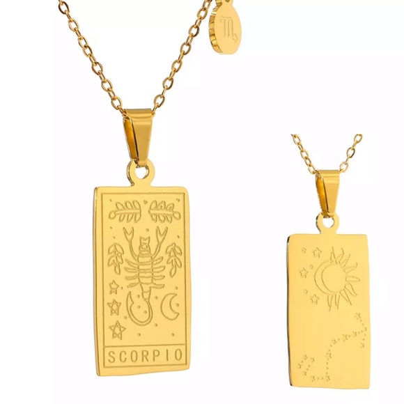 ๐18K gold plated zodiac square pendant necklace - Picture 6 of 14